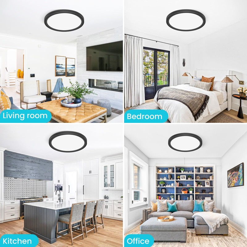 libtit 12 inch Flush Mount LED Ceiling Light Fixture, 3000K