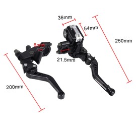 Anhoer 2Pcs Motorcycle Brake Clutch Lever 7/8" Universal Motorcycle Handlebar Master Cylinder Levers 22mm Cylinder Reservoir Levers Left & Right Handle Clutch Lever Set (Black)