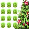 ShinyRelief 12 Pcs Green Christmas Ornaments with Fuzzy Fluffy Hair