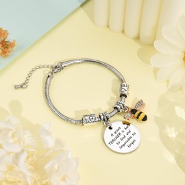 QianSiLi Best Teacher Gifts For Women,Thank You Teacher Bracelet Gifts Silver Charm Bracelets For Womens Teacher Appreciation Gifts