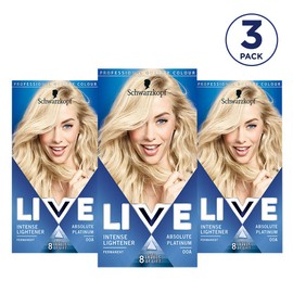 Schwarzkopf Live Intense Blonde Lightener, 3-Pack Permanent Colour with Anti-Yellowing, 00A Absolute Platinum