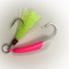 Pompano Jigs, Ringed Pink/White with Chartreuse Teasers 6-Pack (3/8 Oz)