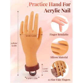 LIONVISON Practice Hand for Acrylic Nails, Professional Nail Art Hand Tools with 200 Pieces False Nails Practice Hand for DIY Nail Manicure