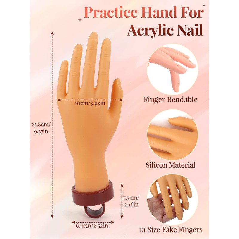 LIONVISON Practice Hand for Acrylic Nails, Professional Nail Art Hand