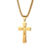 JewelryWe Men's Christ Cross Crucifix Metal Pendant Stainless Steel Necklace