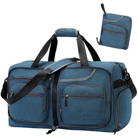Travel Duffel Bag, 65L Foldable Travel Duffle Bag with Shoes Compartment and wet pocket, Waterproof & Tear Resistant