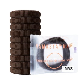 Namastay Hair - Soft Elastic Hair Ties | No Damage Hair Ties for Thick Hair | Seamless, Non-Slip, Comfortable & Durable Elastic Hair Bands for Women's Hair | Unbreakable & Stretchy 10 Pack Brunette