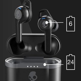 Skullcandy Indy Evo Black In-Ear Audio, Bluetooth Wireless Earbuds - Supreme Sound, 30 Hours Charging, Tile Technology