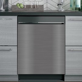 Stainless Steel Magnetic Dishwasher Cover, 23.5” x 26” Brushed Magnetic Dishwasher Door Cover, Kitchen Decorative Fridge Panel Decal, Refrigerator Appliance Covers, Silver Gray Appliances Decorate