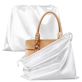 2 Pack Dust Bags for Handbags Silk Dust Cover Bag for Handbags Purses Shoes Boots Drawstring Bag Travel Handbag Storage Pouch, White