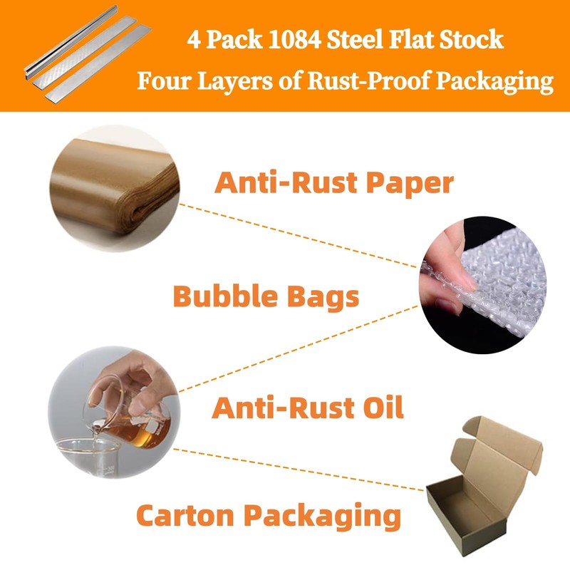 4 Pack 1084 Steel for Knife Making-12 x1.5 x1/8" Steel