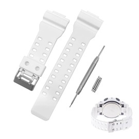 Coollooda GR GLS-8900 GA-110 Replacement Band Watch Strap 16mm Mounting Width Compatible with G-Shock Band Waterproof Strap Urethane Resin Material Fits Casio G 110 100 GD-100 GW (White)