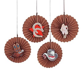 Fun Express - Western Icon Fan Bursts - Party Decor - Hanging Decor - Misc Hanging Decor - 12 Pieces