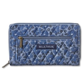 Bella Taylor Wrist Strap Wallet for Women | Zip Around Credit Card Wallet with RFID Protection and Built In Wristlet | Navy Floral