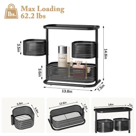 KINGRACK Bathroom Counter Organizer, 3 Tier Rotating Vanity Bedroom Storage cabinet, Cosmetic Holder Standing Shelf, Bathroom Tray for Countertop Storage, Kitchen Spice Rack, Black