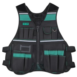 PISKGODSF Tool Vest for Men with Pocket can Safely Store Tools, Work Vest is Durable and Suitable for Construction Work, Carpenters, Plumbers, Electricians, Maintenance Workers (Green)