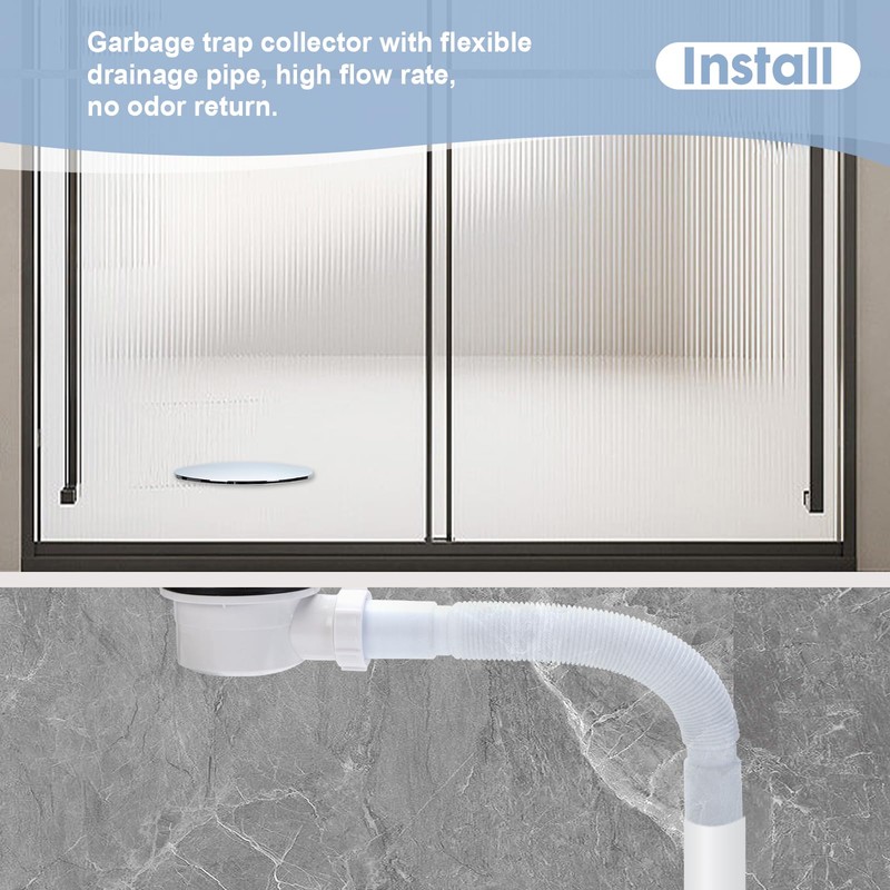 Low Profile Shower Drain Trap 1.5" for Replacement Shower Base