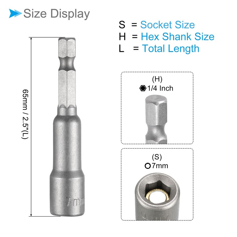 CoCud Nut Socket Driver Bit, 1/4" Hex Shank, 0.3 inch