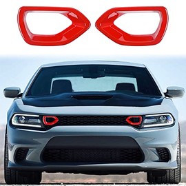 JWWY Dodge Charger Front Grille Inserts Mesh Trim for 2015-2020 Dodge Charger Red 2pcs