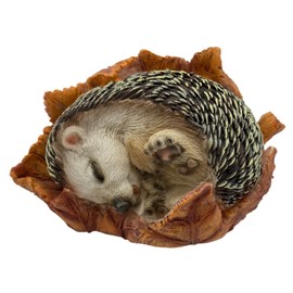 G&H Decor Animal Garden Ornaments - Realistic Cute 14cm Hedgehog Sleeping Statue - Hand Painted Figurine Sculpture - Intricate Detail for Indoor or Outdoor Use - Weather Resistant Hedgehog Gifts