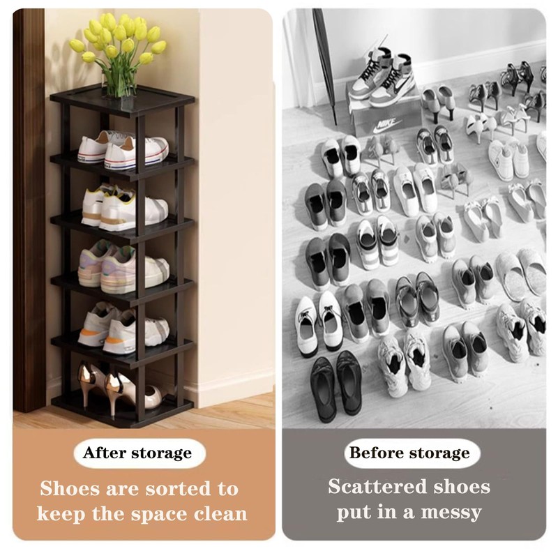 Vertical Shoe Rack - Tall Narrow Shoe Rack Organizer for