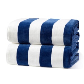Loon & Lake Sand Resistant Beach Towels Set of 2 | Waffle Weave Reverse to Classic Plush Velour | 2 Pack 30" x 60" | Crafted from 100% Combed Cotton | Wolfeboro Collection - Navy Blue