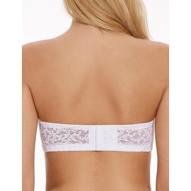 WingsLove Women's Strapless Bra Non-Padded Underwire Lined Lace Bra Minimizer Multi-Way Plus Size Support Bras for Women(White,38D)