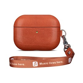 LOPIE AirPods Pro 1st Generation Leather Case Cover 2019 (Not for AirPods Pro 2nd Gen), Handmade AirPods Pro 1 Leather Case Protective Cover, Natural grain Cowhide Leather Case with Hand Strap - Brown