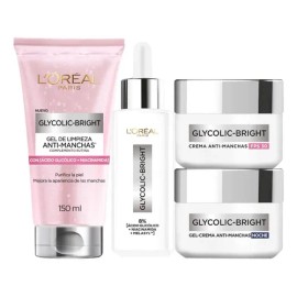 L'Oréal Paris Kit Anti-Manchas Glycolic Bright Rutina Completa con Ácido Glicólico y Niacinamida Sérum de Rostro 30ml + Crema Hidratante de Día 50ml +