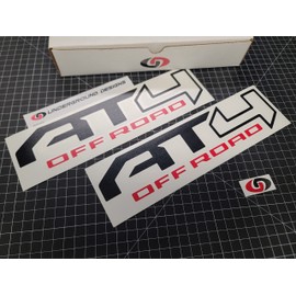 AT4 Off Road Decals (2-Pack) Fender Stickers Bedside 4x4 Emblem Badges Fits 2019-2023 GMC Sierra 1500 2500 (Gloss Black & Red)