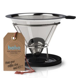 Bolio Stainless Steel Coffee Filter - No 4 Size - Fits Chemex, Bodum and most 10 Cup Coffee Makers (No.4)