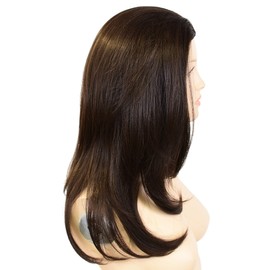 Synthetic Half Wig Medium Length Nature Wave Layered Heat Resistant Wigs for Women Dark Brown