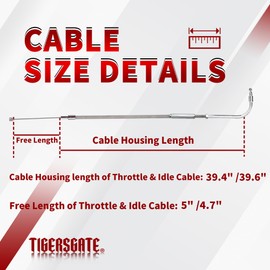 TIGERSGATE 39.4" Throttle & Idle Cable Kit for 2007-2013 Sportster XL, 1996-2017 Some Dyna fits Harley Extended Stainless Steel Braided (No Cruise control)
