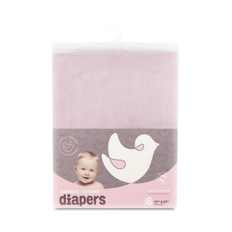 Little Pipers Deluxe 100% Natural Cotton Birdseye Cloth Diapers for