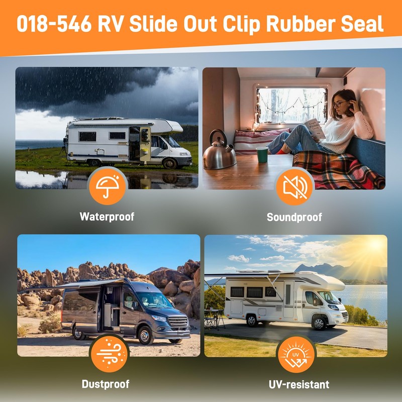 018-546 RV Slide Out Clip Rubber,Door Window Channel Seal Mounts