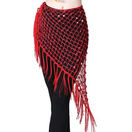 Leemiman Belly Dance Hip Belt for Women Dancing Costume Hip Scarves Skirt (Red Color)