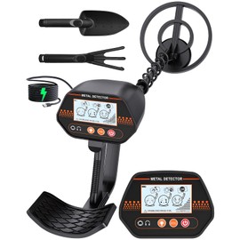 DetectTrek Rechargeable Metal Detector for Kids, 8" Waterproof High-Accuracy Coil with Disc Modes & Adjustable Stem, 2 LB Lightweight Gold Detector for Beach & Backyard Treasure Hunting, MD-4071