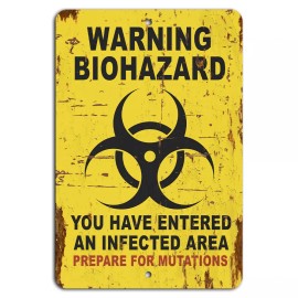 4yougifts Warning Biohazard Entering an Infected Area Rustic Yellow Sign