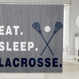 Feelyou Lacrosse Bath Curtain for Bathtub Boys Gilrs Ball Sports Theme Shower Curtain for Kids Adults Ultra Soft Lacrosse Player Games Bathroom Shower Curtain Set Gray Bathroom Accessories 72"x84"