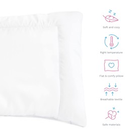 Nursery Cot Bed Flat Pillow Filling Quilt 60x40 cm for Baby Junior Toddler