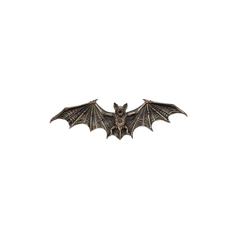 Steampunk Flying Bat Wall Plaque 13.75" L Cold Cast Bronze
