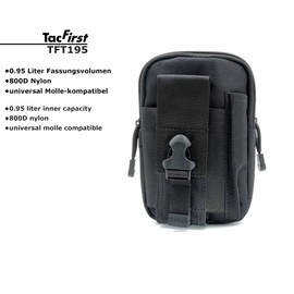 TacFirst Molle Bag T195 Belt Bag EDC Pouch Organiser (Black, 0.95L)