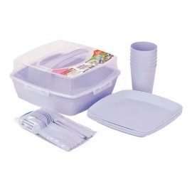 Like Shop Set De Picnic Cocina Porta Platos Cubiertos Y Vasos 32 Pzs