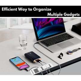 Alnoor USA Magnetic Cable Organizer |Multipurpose Magnetic Cable Clips with 8-Cable Buckles & 2-Bases |Cable Management Clips for Cell Phone, Office, Car, Home |Magnetic Cable Holder in Black & White