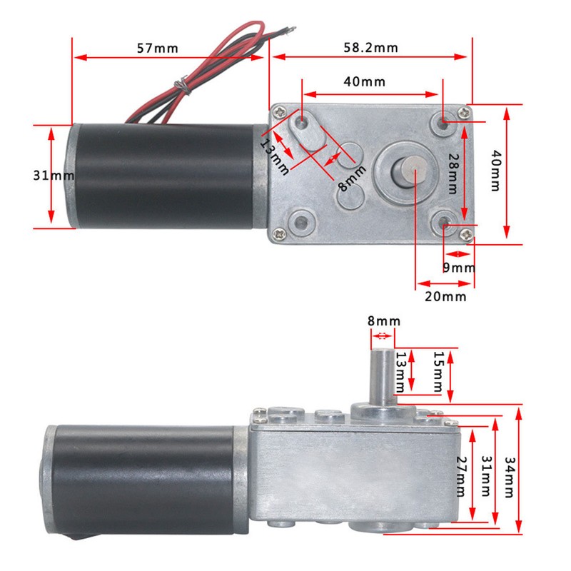 DC12V Geared Motor Turbo Worm Speed Reduction Machinery Accessories with