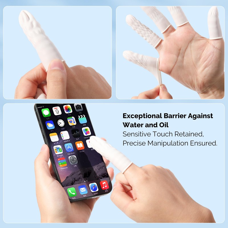 JMU 200PCS Latex Finger Cots Medium, Finger Protectors Disposable, White,