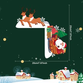 Christmas Door Topper, Funny Xmas Front Door Corner Sign Christmas Frame Wall Decorations for Window Wall DIY (Santa Claus and Elk)