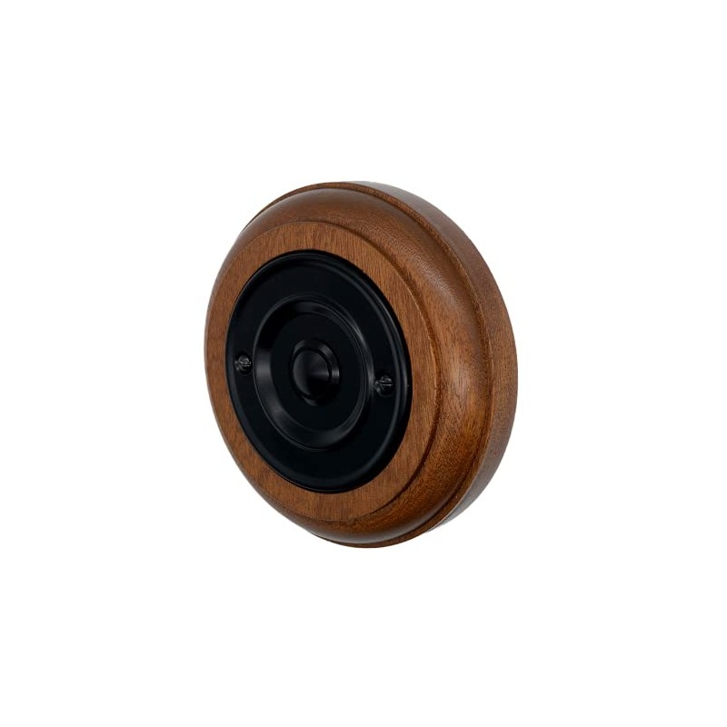 Modern Living Round Wireless Doorbell in Mahogany and Black -