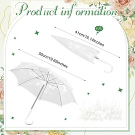 SilTriangle 6 Pack Mini White Lace Umbrella Bulk Sequins Embroidery Parasol Vintage Bridal Lace Decorative Umbrella for Tea Party Wedding Party Baby Shower Photography Prop (19.7 Inches)