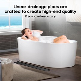 DLONE Linear Shower Drain | 24" AISI 304 Stainless Steel Shower Drain, Matte Black Linear Drain with Tile Insert Panel & Adjustable Feet, Long Rectangle Shower Floor Drain in Bathroom, Balcony, etc